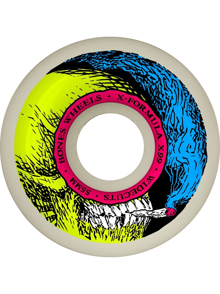 Bones Wheels 99A XF Smokin Skull V6 Wide-Cut 55mm Team