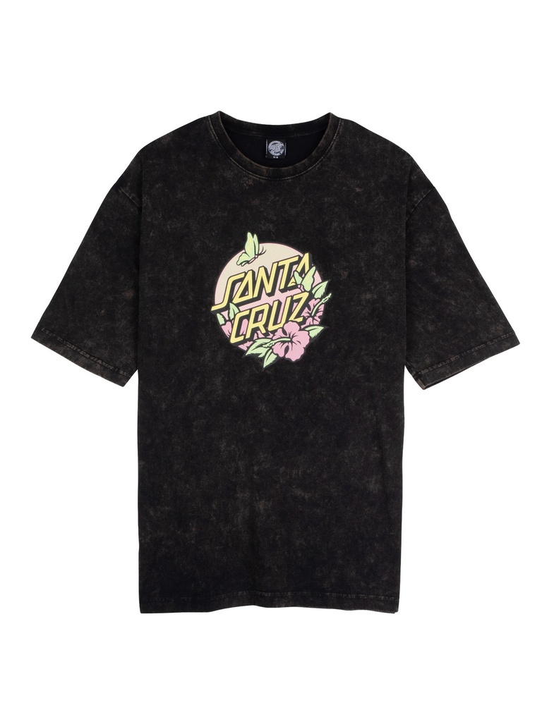 Santa Cruz - Take Flight Dot Oversized T-Shirt - Black Acid Wash
