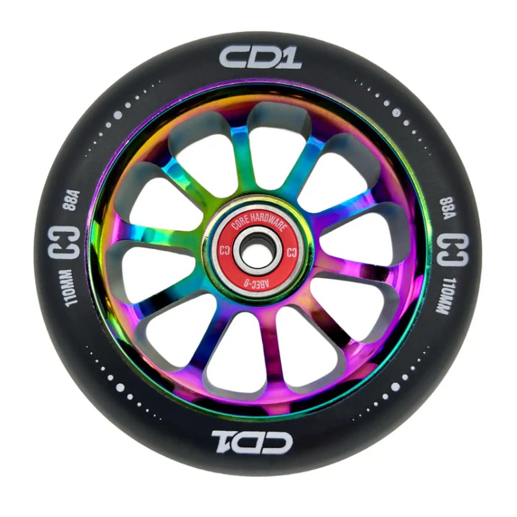 CORE CD1 Roue Trottinette Freestyle - Noir/Neochrome - 110mm