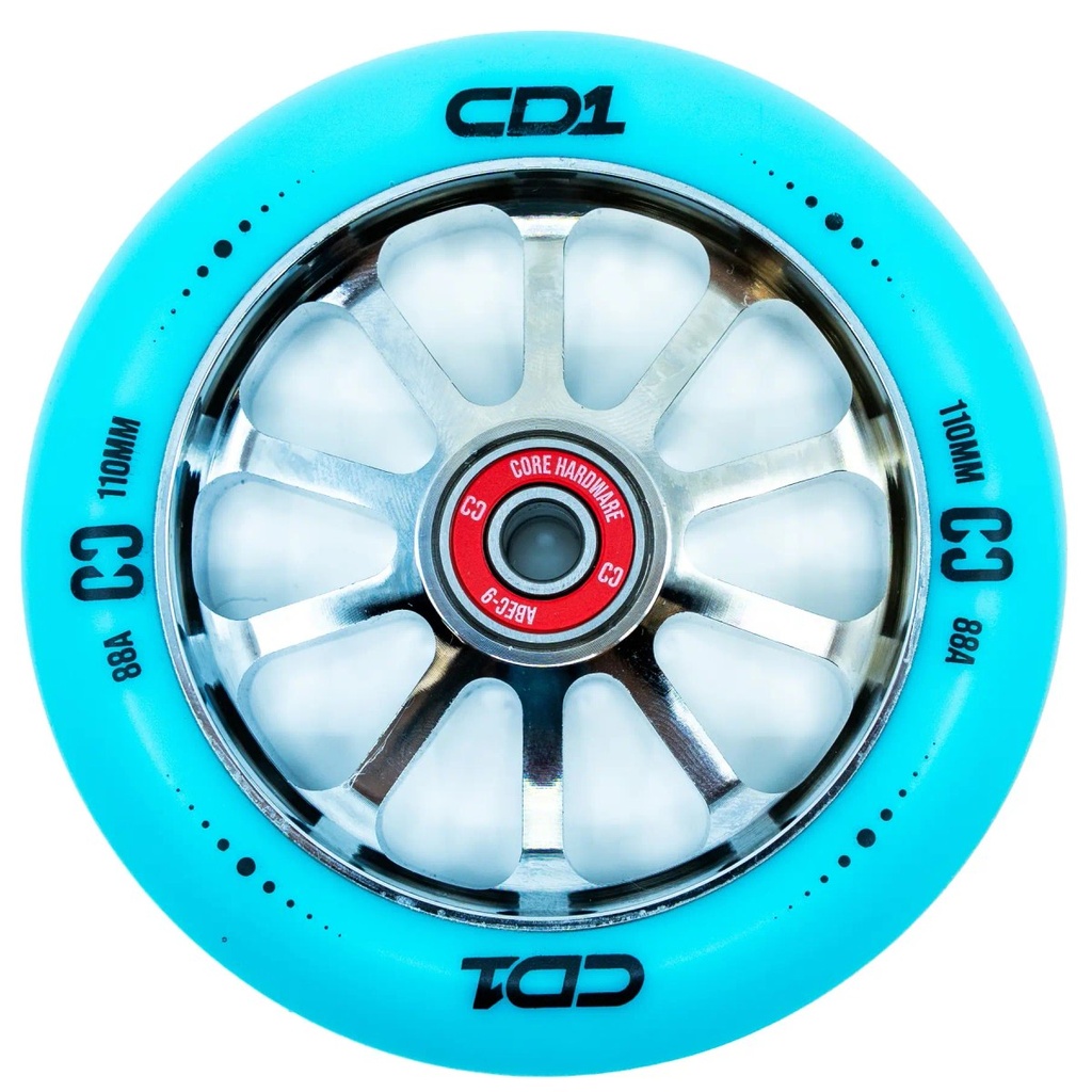 CORE CD1 Roue Trottinette Freestyle - Blue/ Chrome - 110mm