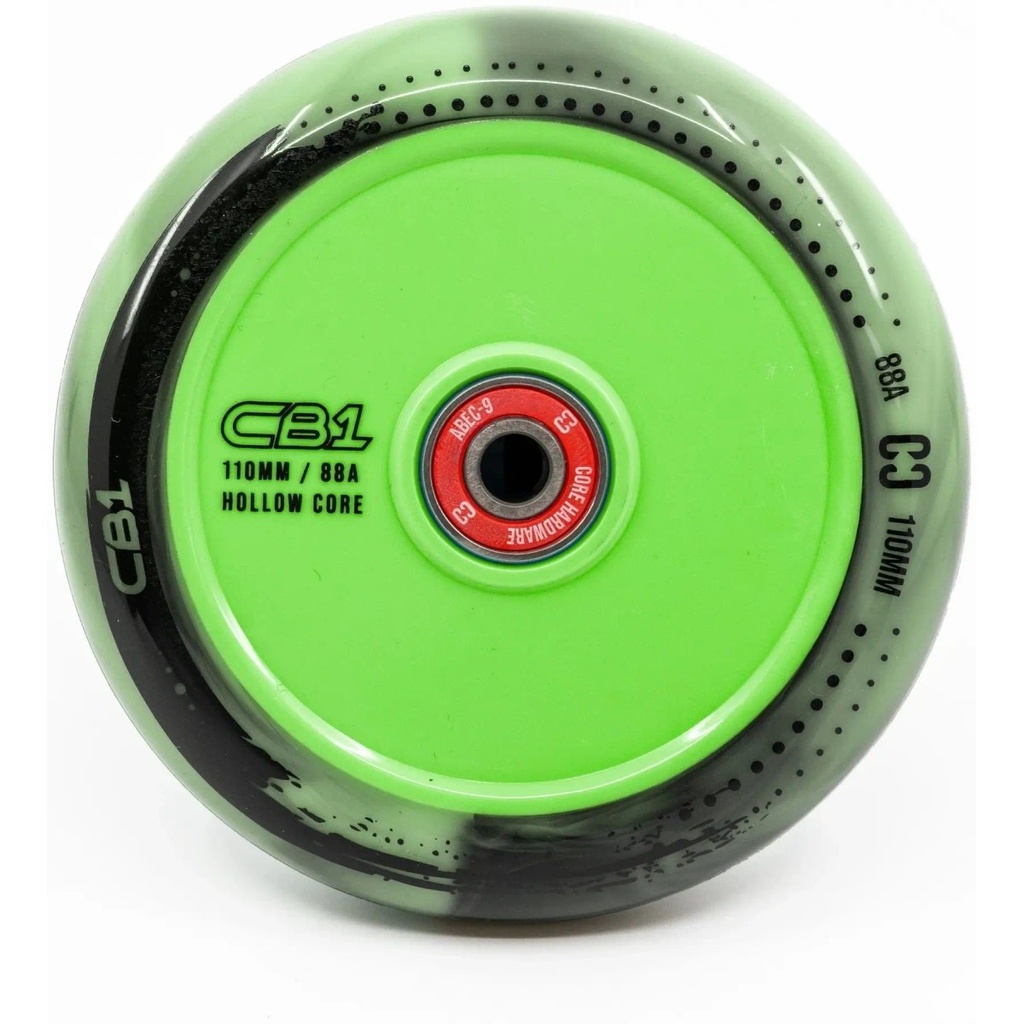 Core CB1 Hollow Plastic Roue Trottinette Freestyle - Noir/Vert
