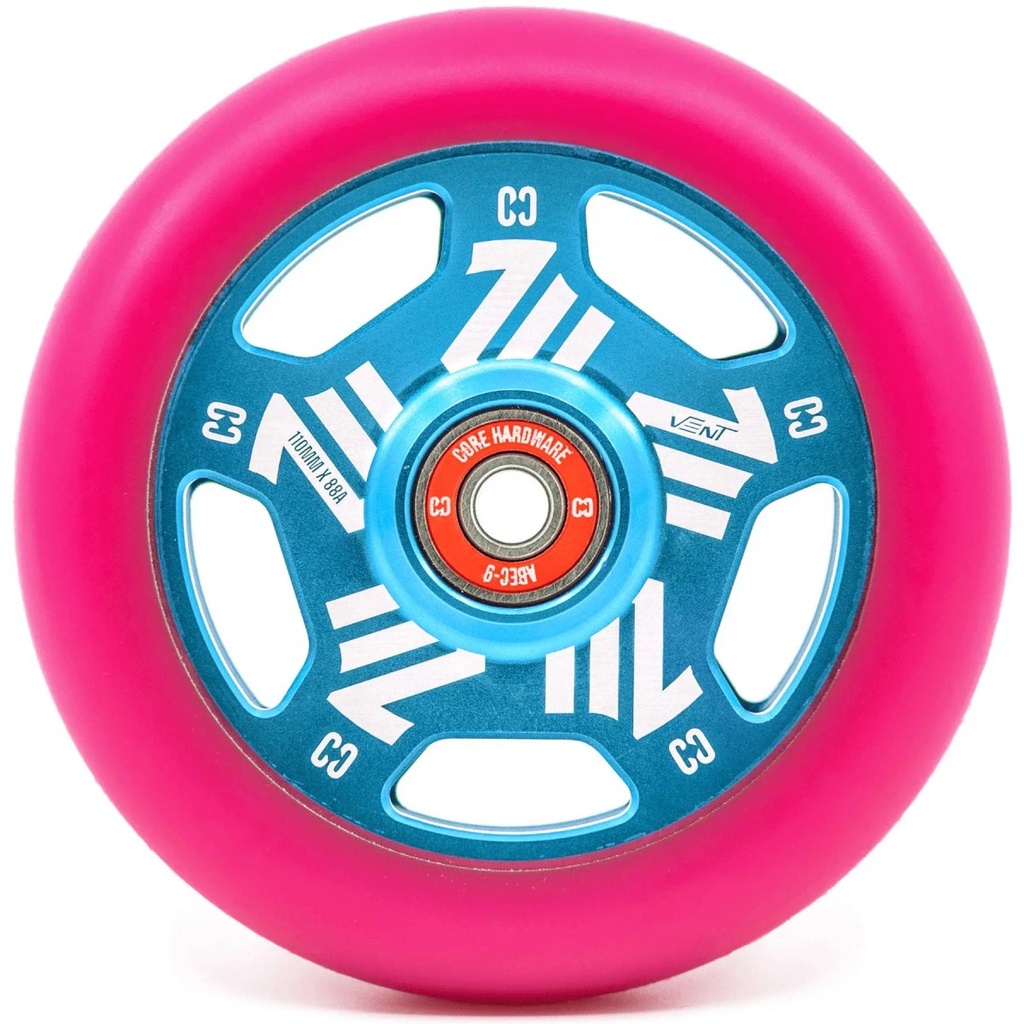 CORE Vent Hollow Roue Trottinette Freestyle - Rose/Bleu-vert - 110mm