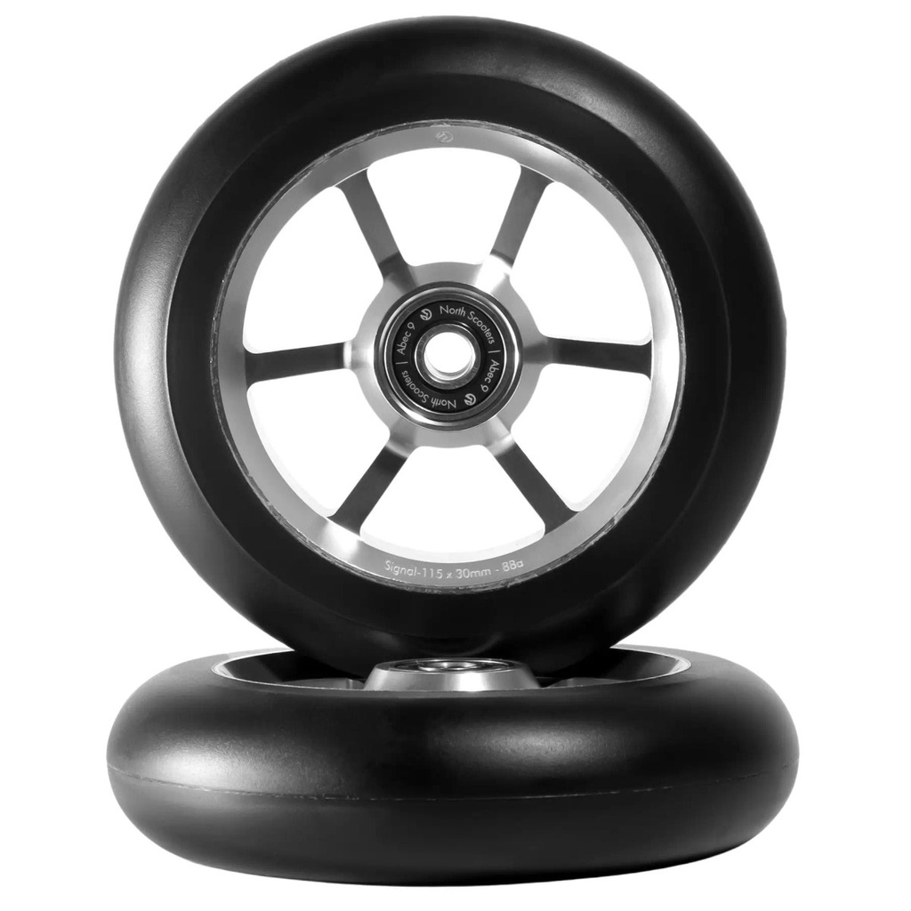 North Signal Roues Trottinette Freestyle Pack de 2 - Argent - 115mm
