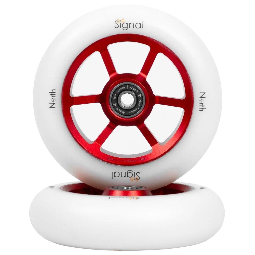 North Signal Roues Trottinette Freestyle Pack de 2 - Red / White - 110mm