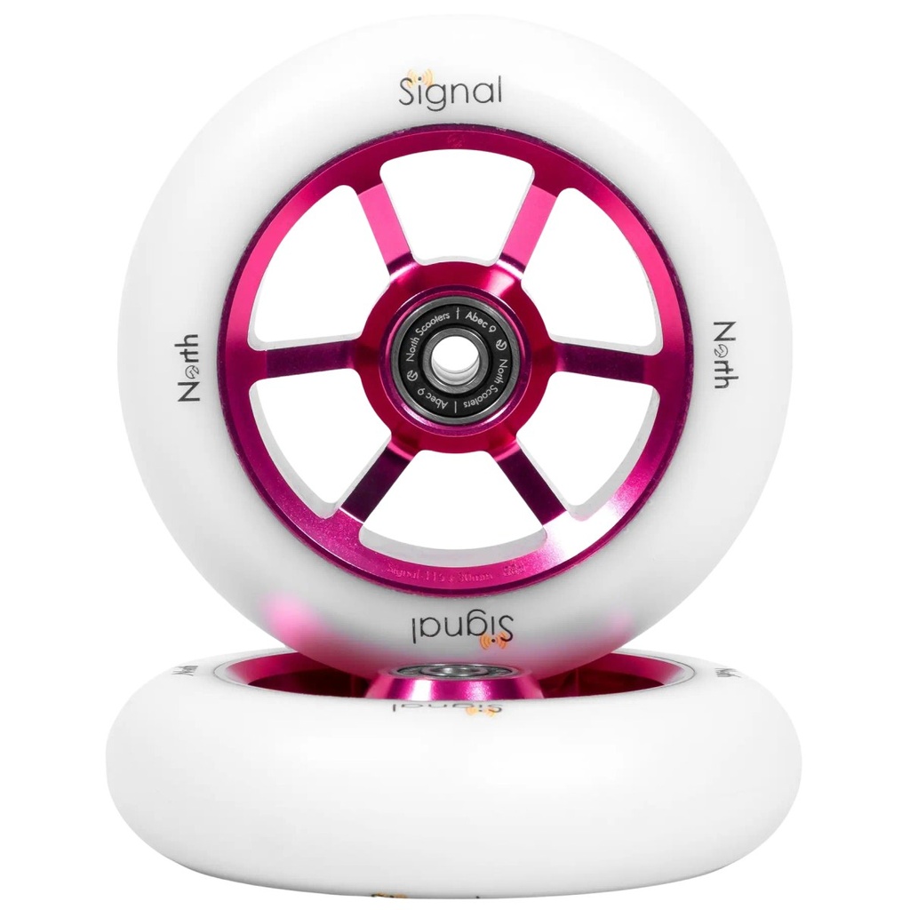 North Signal Roues Trottinette Freestyle Pack de 2 - Magenta / White - 115mm