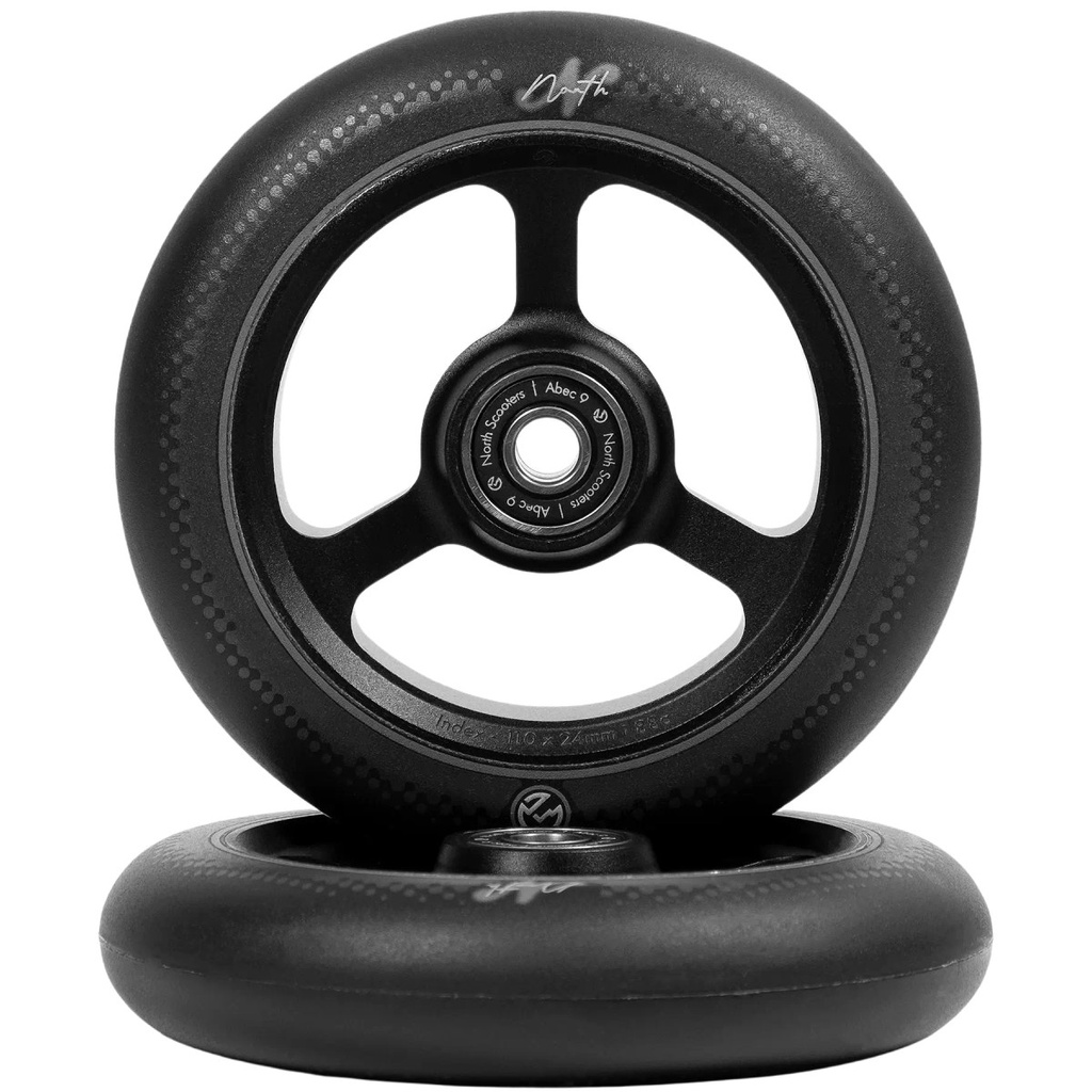 North Index Roues Trottinette Freestyle Pack de 2 - Black/Black - 110mm