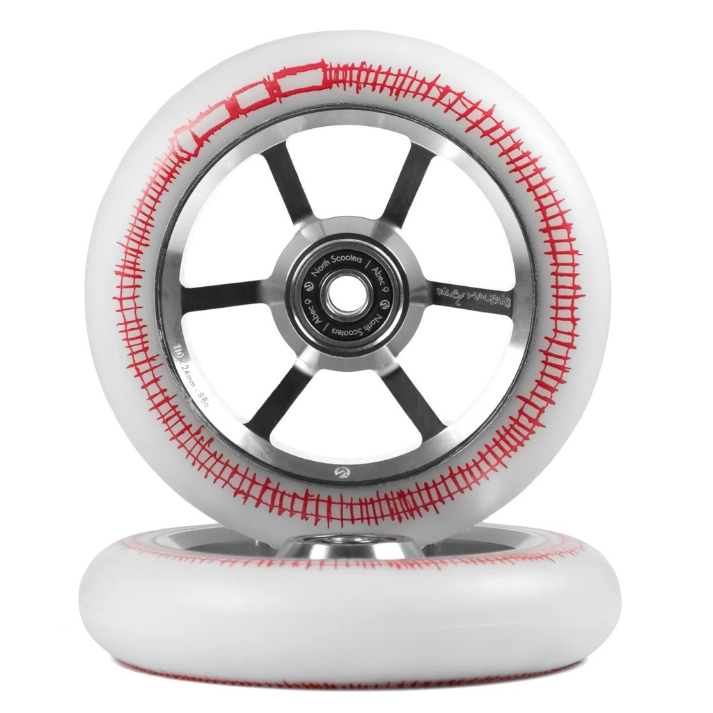North Riley Maltais G4 Roues Trottinette Freestyle Pack de 2 - Blanc - 110mm