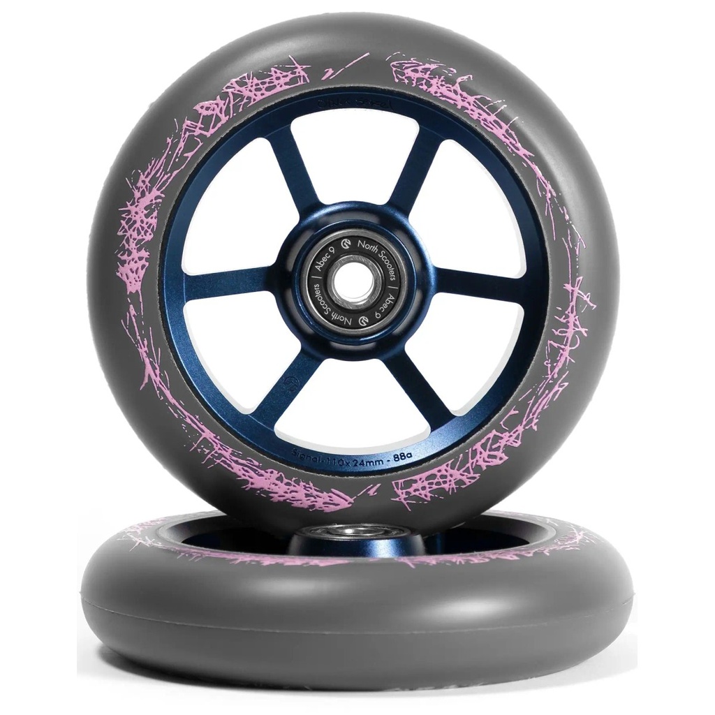 North Oliver Sekel Roues Trottinette Freestyle Pack de 2 - Bleu - 115mm