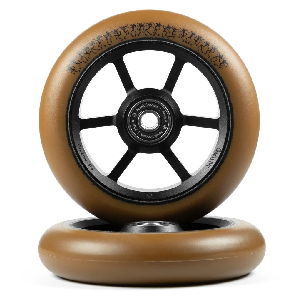 North Jon deVrind G4 Roues Trottinette Freestyle Pack de 2 - Brun - 110mm