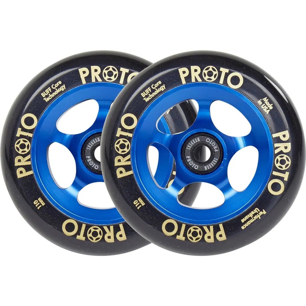 Proto Spoked Grippers Roues Trottinette Freestyle Pack de 2 - Black On Blue - 110mm