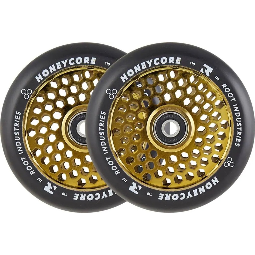 Root Honeycore Noir 110mm Roues Trottinette Freestyle Pack de 2 - Or - 110mm