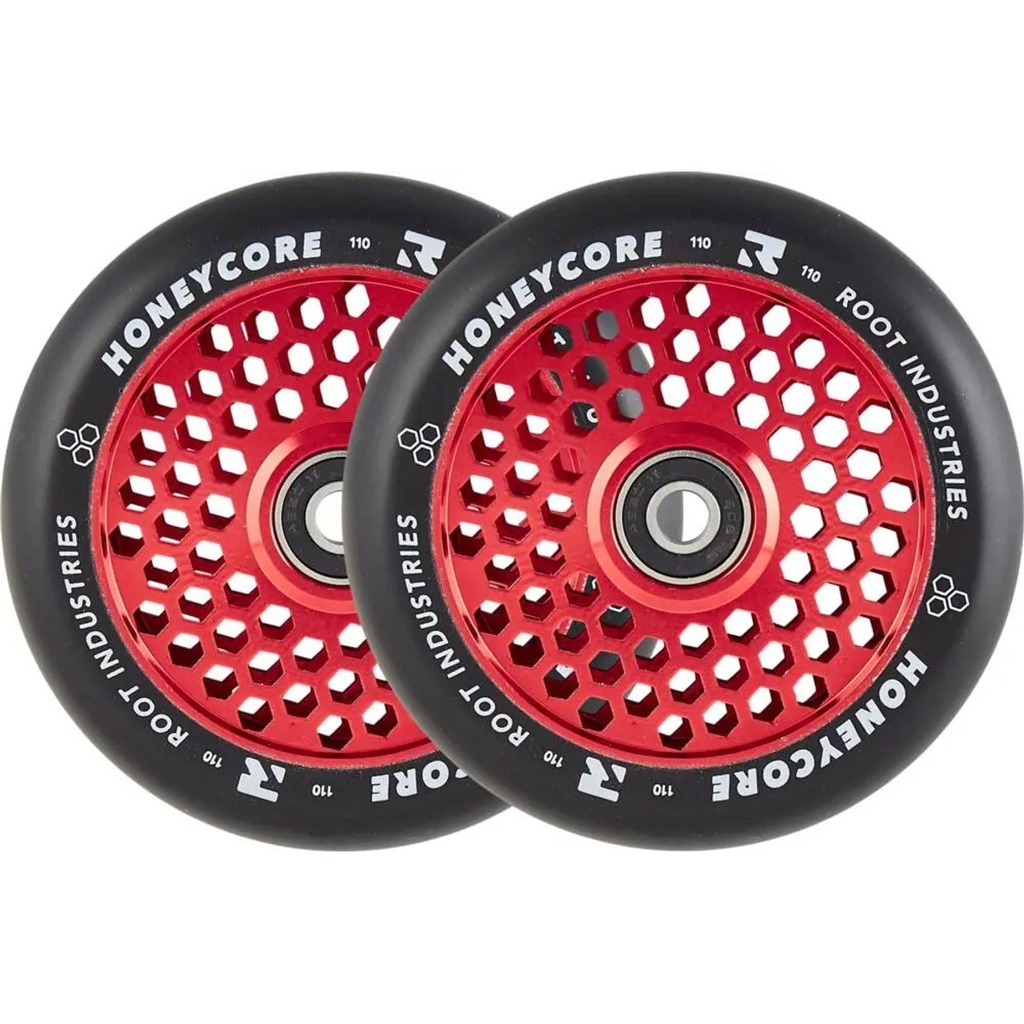 Root Honeycore Noir 110mm Roues Trottinette Freestyle Pack de 2 - Rouge - 110mm