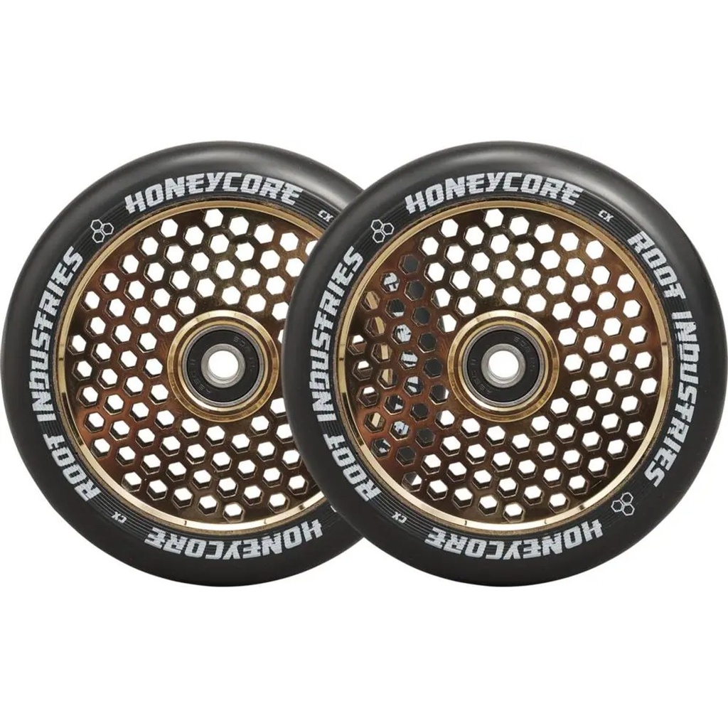 Root Honeycore Noir 120mm Roues Trottinette Freestyle Pack de 2 - Gold Rush - 120mm