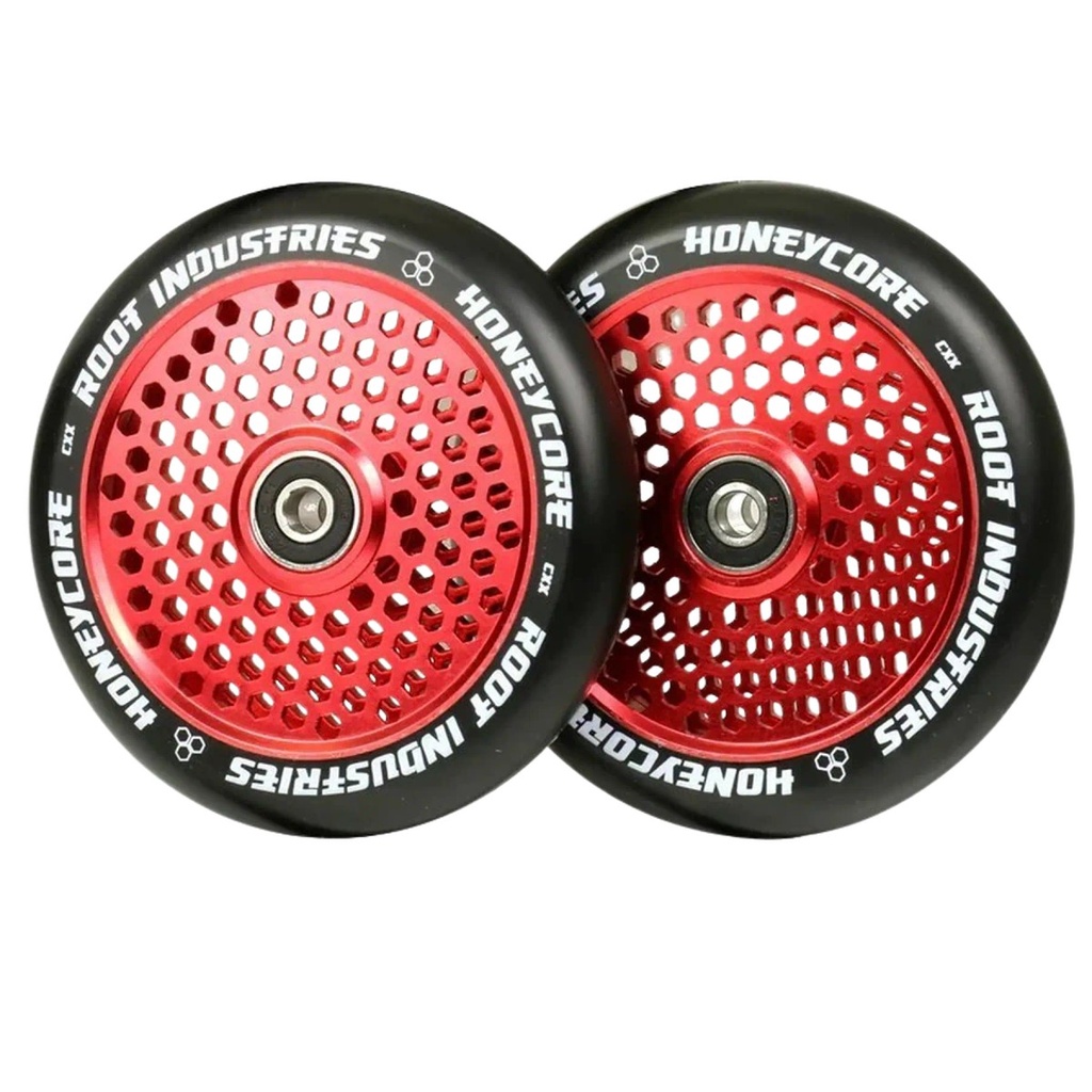 Root Honeycore Noir 120mm Roues Trottinette Freestyle Pack de 2 - Rouge - 120mm
