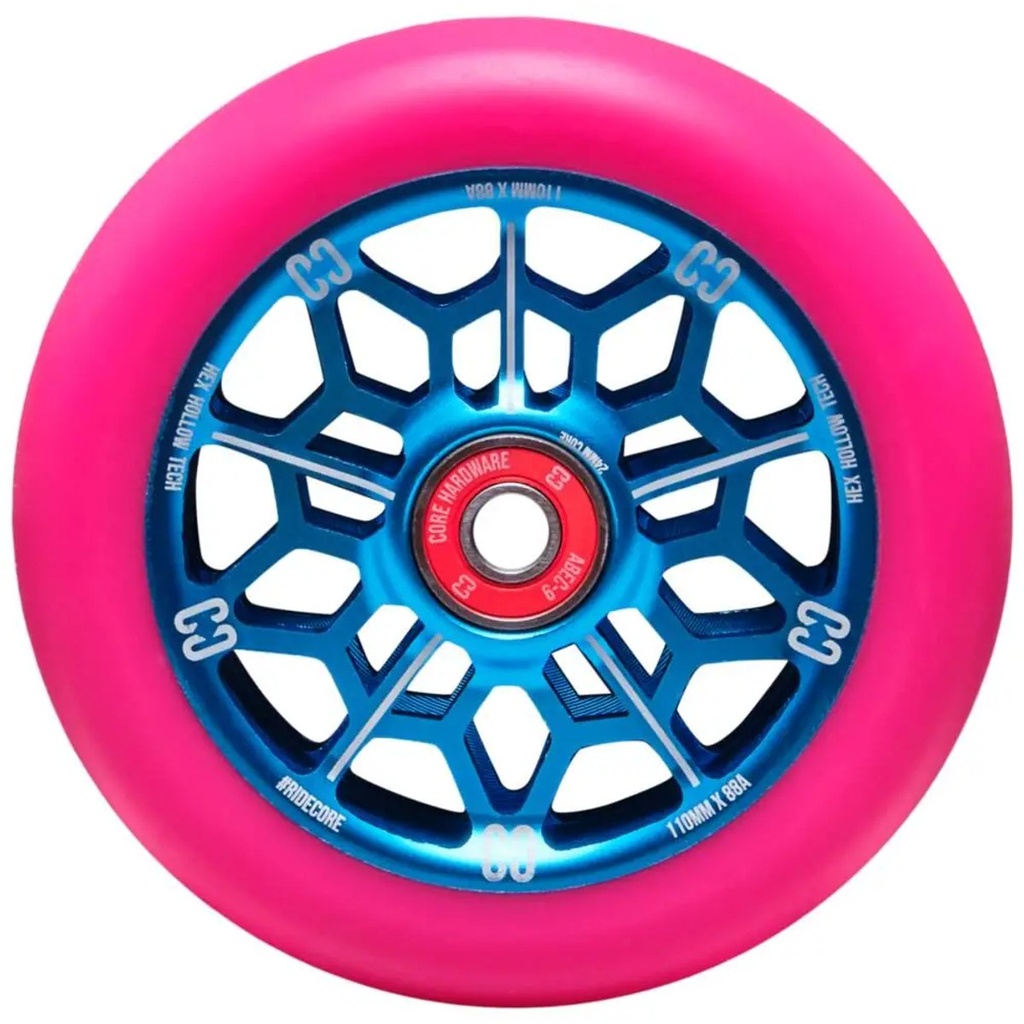 CORE Hex Hollow Roue Trottinette Freestyle - Rose/Bleu - 110mm