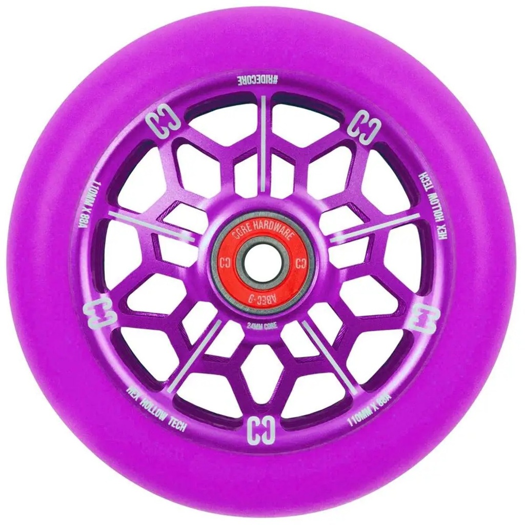 CORE Hex Hollow Roue Trottinette Freestyle - Violet - 110mm