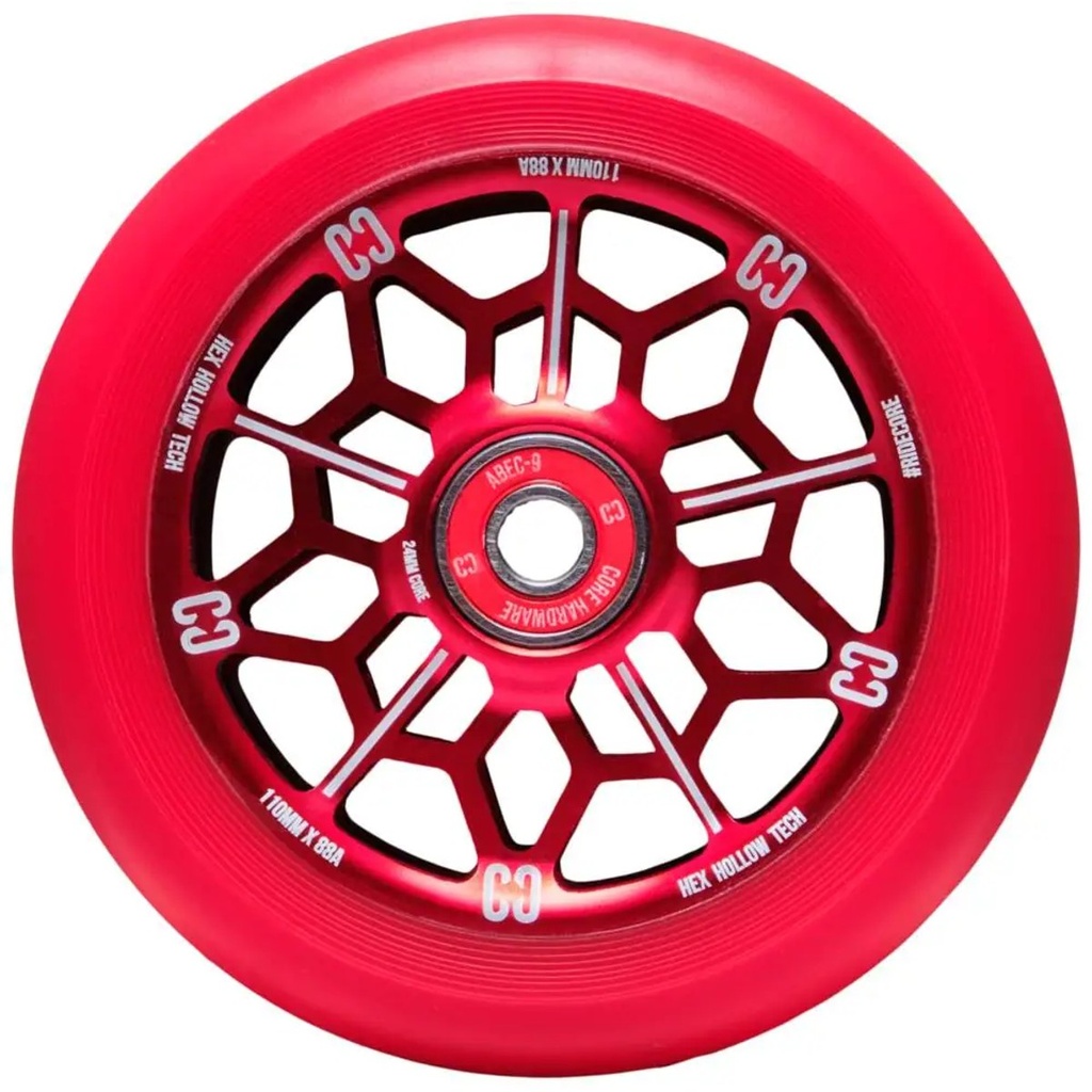 CORE Hex Hollow Roue Trottinette Freestyle - Rouge - 110mm