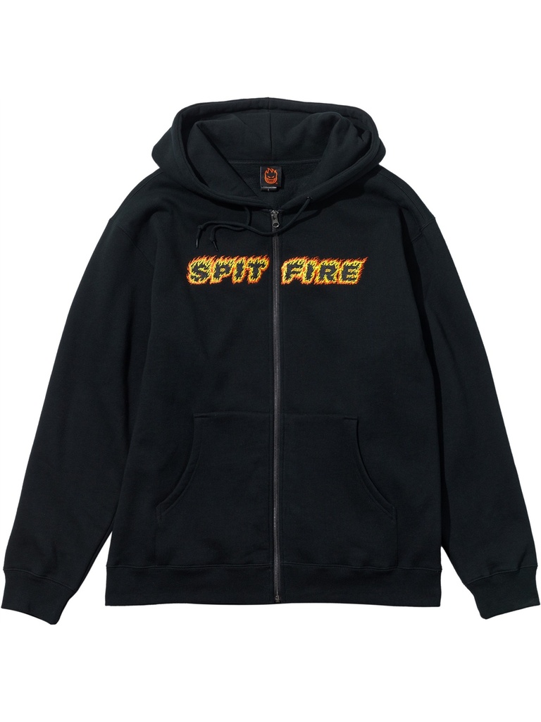 Spitfire - Flames Script Zip Hoodie - Black