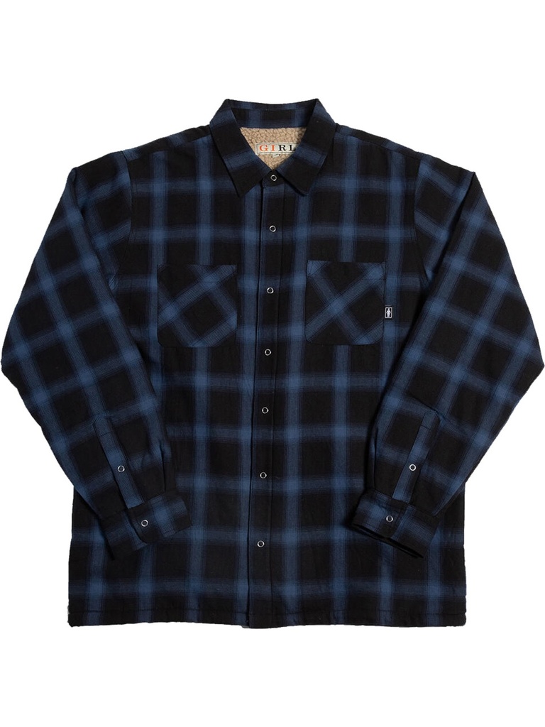 Girl - Sherpa Lined Flannel Jacket - Black/Blue