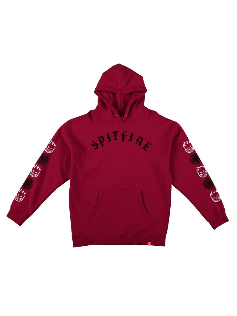 Spitfire - Old E Combo Sleeve Kids Hoodie - Maroon