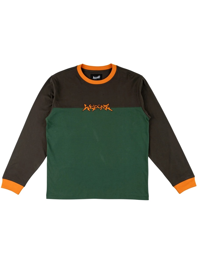 Welcome - Gridiron Longsleeve Football Tee - Raven/Forest