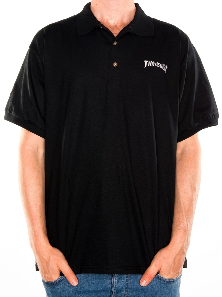Thrasher - Logo Embroidered Polo - Black