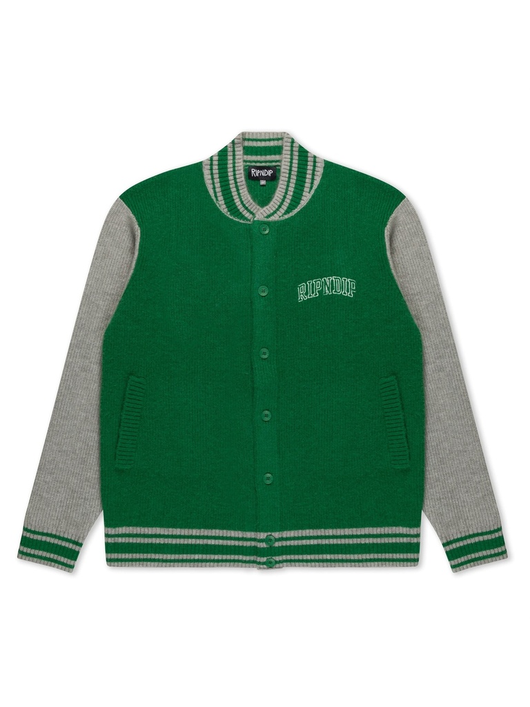 RipnDip - Team Spirit Varsity Cardigan - Green/Grey