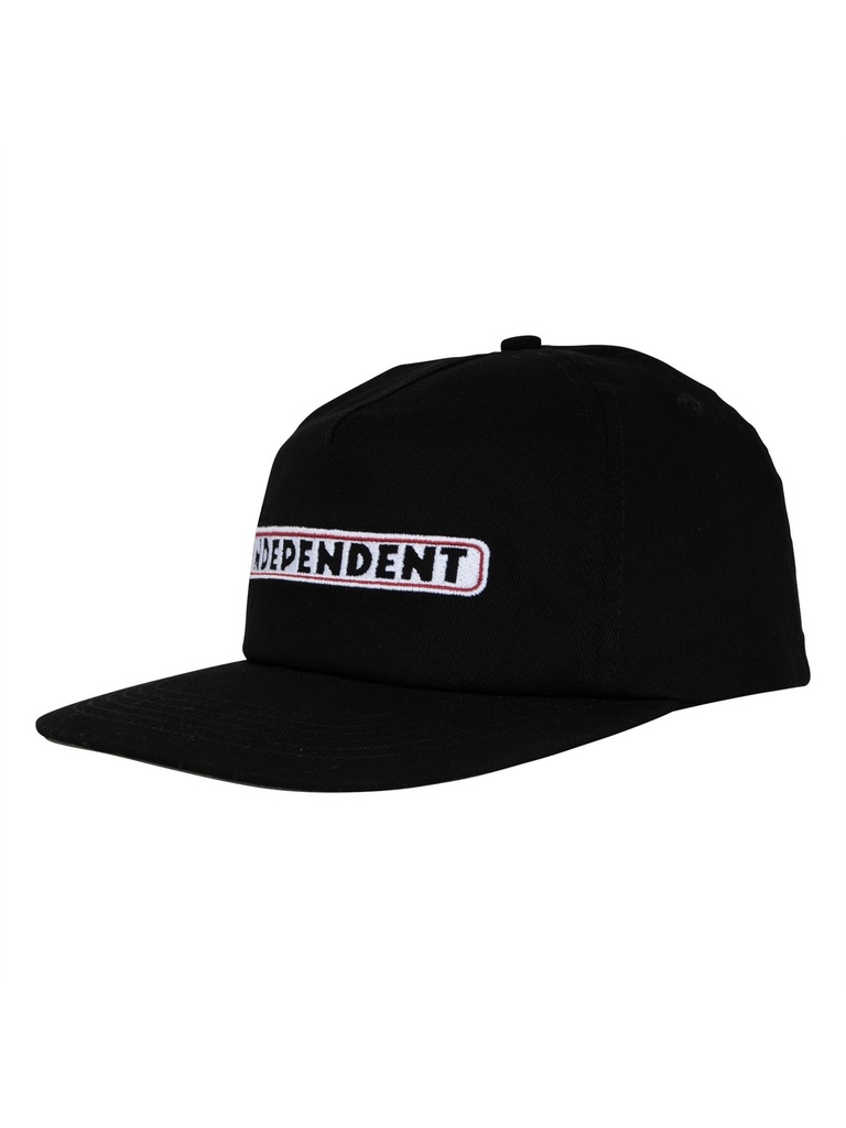 Independent - Bar Logo Snapback Unstructured Cap - Black