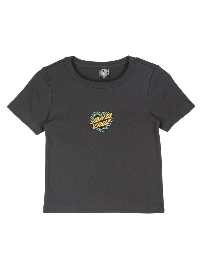 Santa Cruz - Heart Wreath Mini Front Cropped T-Shirt - Black Wash