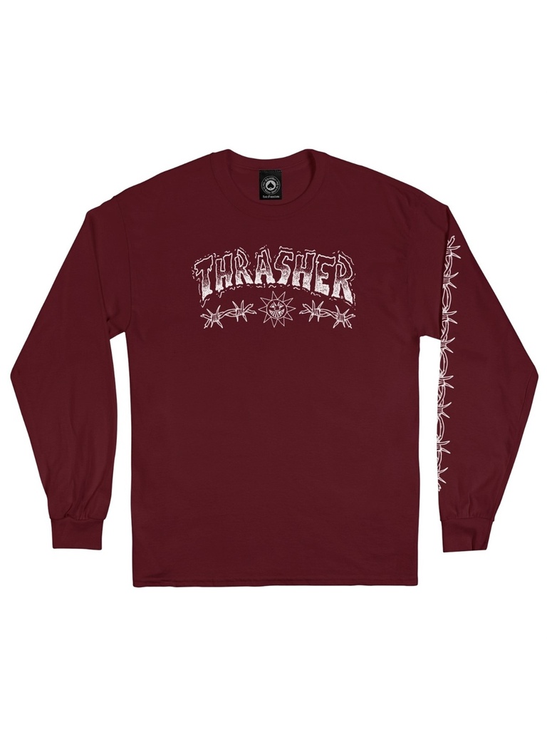 Thrasher - Barbed Wire by Mike Gigliotti Longsleeve - Maroon
