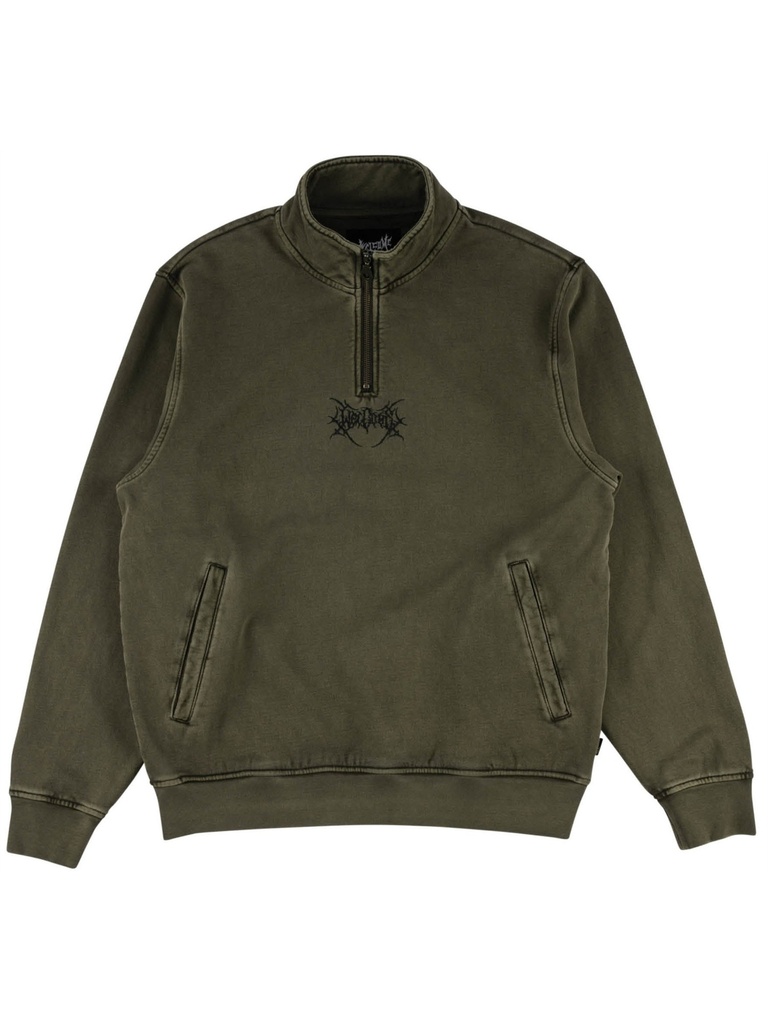 Welcome - Gouge Embroidered Quarter Zip - Forest Green