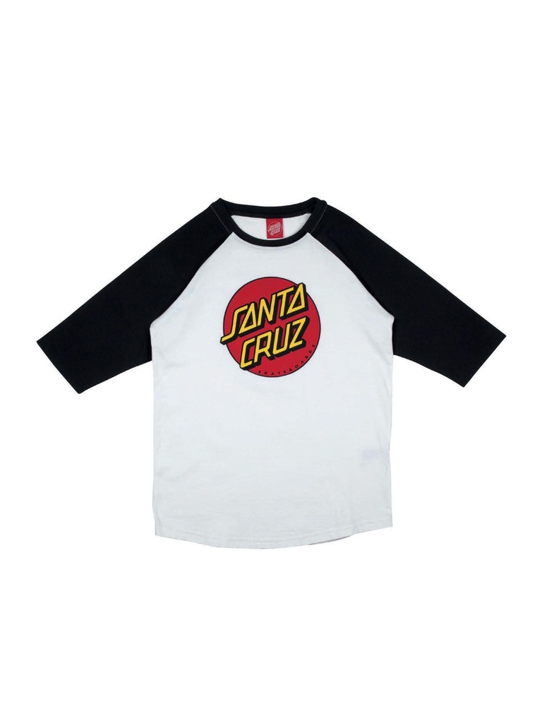 Santa Cruz - Classic Dot Kids Baseball 3/4 Sleeve - Black/White