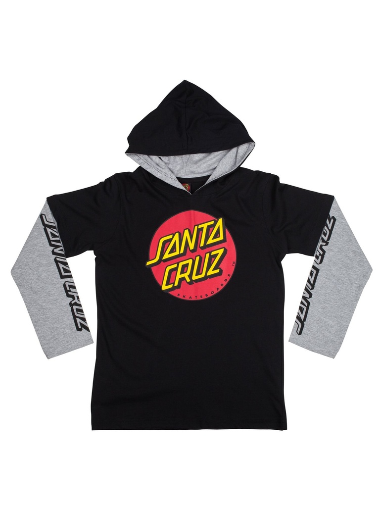 Santa Cruz - Classic Dot Hooded Kids Longsleeve - Black