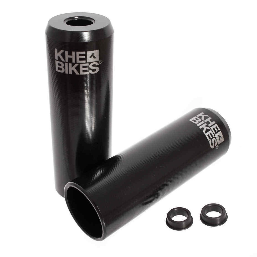 KHE CNC Pro BMX Patères 10mm 14mm Anodisé Noir 492g Avec Adapteur Et Laser Logo