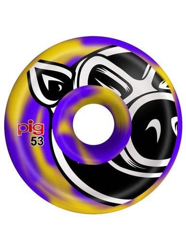 [ilu-skate-wheels-pig-pig-head-conical-purple-yellow-swirl-53mm-team] Pig Pig Head Conical Purple/Yellow Swirl 53mm Team