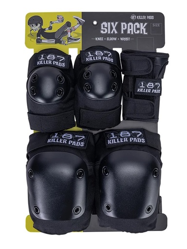 [jf-protection-130037] 187 Killer Pads - Junior Pads Six Pack - Black
