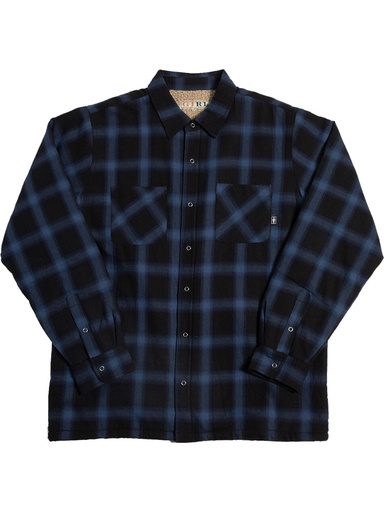 [ilu-clothes-real-133730-22993] Girl - Sherpa Lined Flannel Jacket - Black/Blue