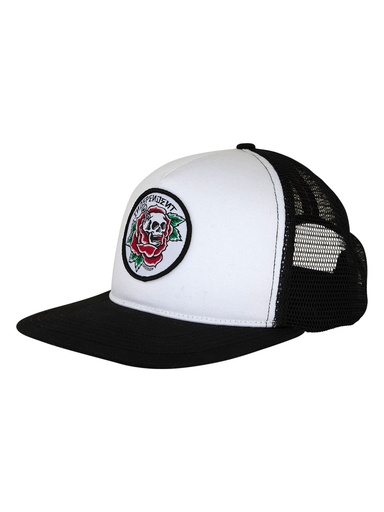 [ilu-clothes-real-140964-23114] Independent - Dressen Skull Rose Mesh Structured Trucker Cap - White/Black