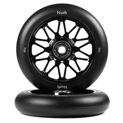 [cen_NOR-WHE-00015] North Club G4 Roues Trottinette Freestyle Pack de 2 - Matte Black - 110mm