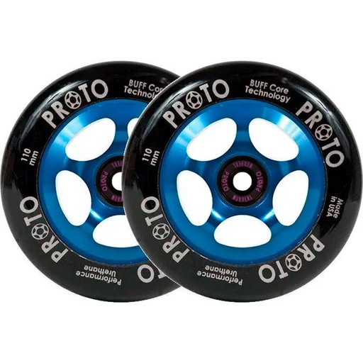 [cen_PSWHSL10XB] Proto Spoked Sliders Roues Trottinette Freestyle Pack de 2 - Black On Blue - 110mm