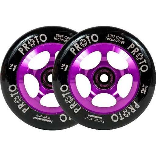 [cen_PSWHSL10XP] Proto Spoked Sliders Roues Trottinette Freestyle Pack de 2 - Black On Purple - 110mm