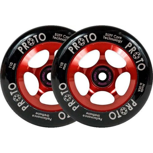 [cen_PSWHSL10XR] Proto Spoked Sliders Roues Trottinette Freestyle Pack de 2 - Black On Red - 110mm
