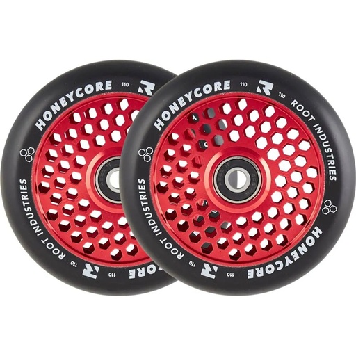 [cen_RI9350759037873] Root Honeycore Noir 110mm Roues Trottinette Freestyle Pack de 2 - Rouge - 110mm