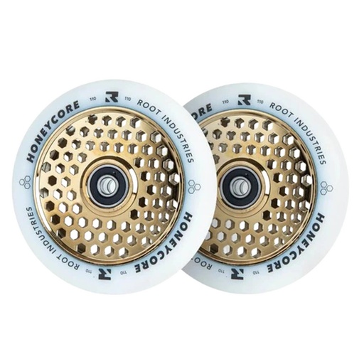 [cen_RI9350759037927] Root Honeycore Blanc 110mm Roues Trottinette Freestyle Pack de 2 - Or - 110mm