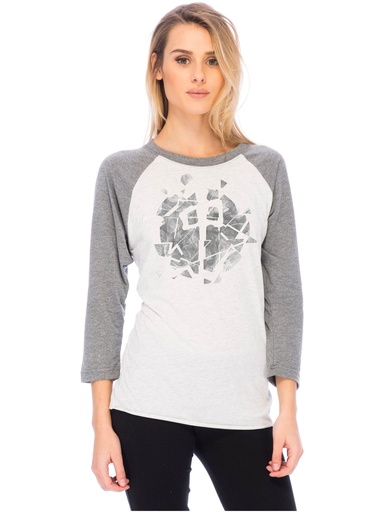 [ilu-clothes-real-39014-26301] Red Dragon - Shattered 3/4 SLV Banger - White/Heather Grey