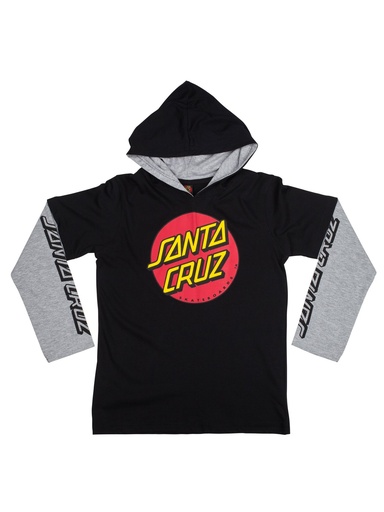 [ilu-clothes-real-45993-26498] Santa Cruz - Classic Dot Hooded Kids Longsleeve - Black