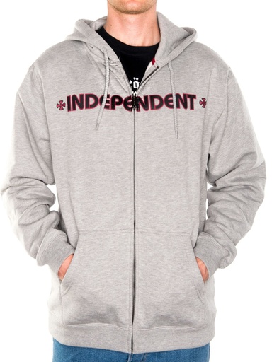 Independent - Bar Cross Zip Kids Hoody - Heather Grey