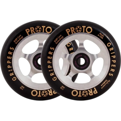[cen_PSWHGP10BR] Proto Spoked Grippers Roues Trottinette Freestyle Pack de 2 - Black On Raw - 110mm