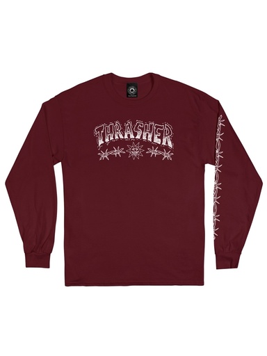 Thrasher - Barbed Wire by Mike Gigliotti Longsleeve - Maroon