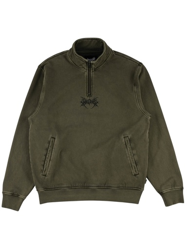Welcome - Gouge Embroidered Quarter Zip - Forest Green